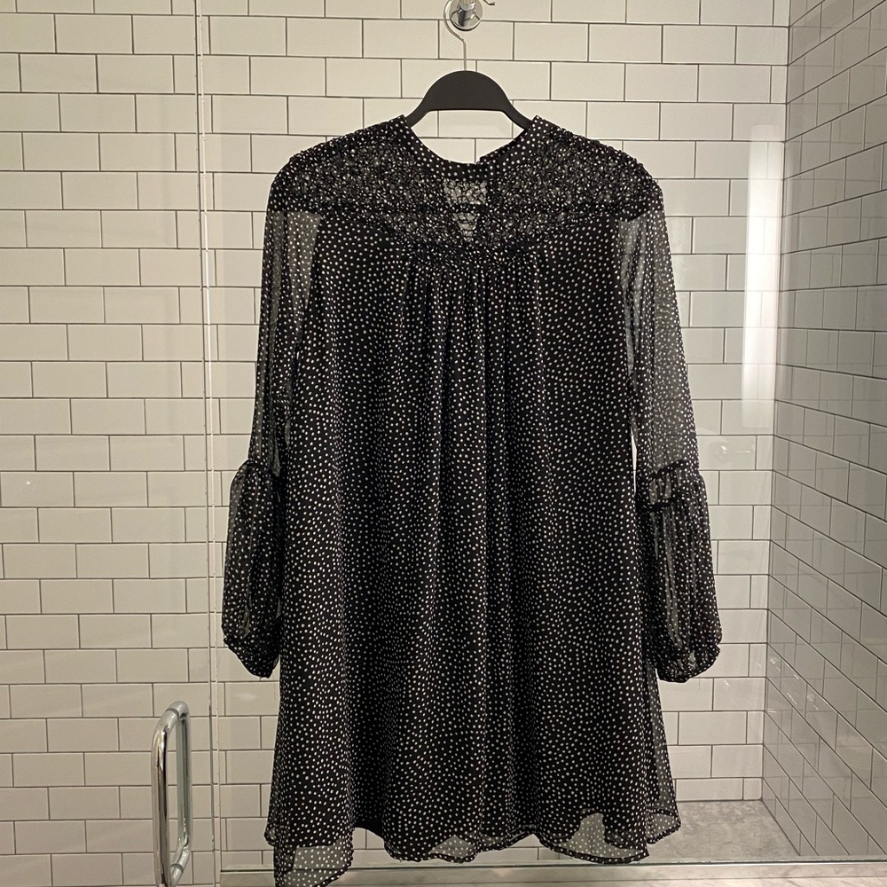 Zara high neck polka dot mini dress.
